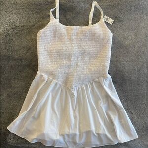 New * OFFLINE By Aerie Real Me Smocked Flowy Dress with Built-In Shorts White